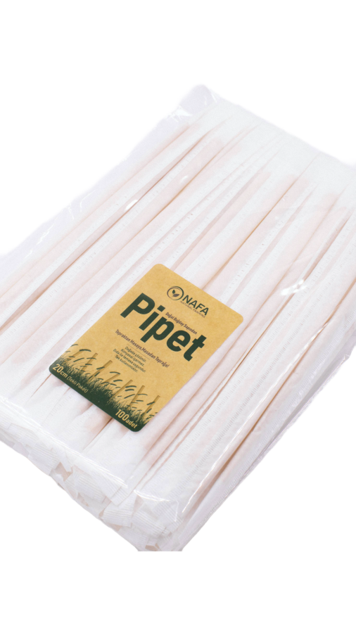 Buğday Sapından Ekolojik Pipet 20cm - 100 Adet - Tekli Paketli