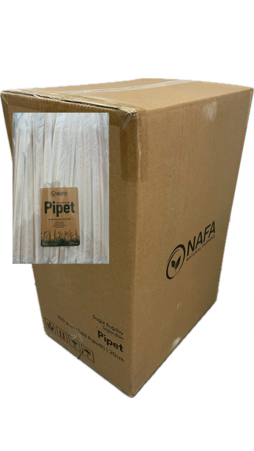 Buğday Sapından Ekolojik Pipet 20cm - 100 Adet - Tekli Paketli (Koli)